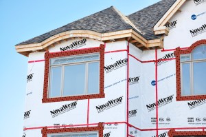 Novawrap, sheathing and flashing tape on a house